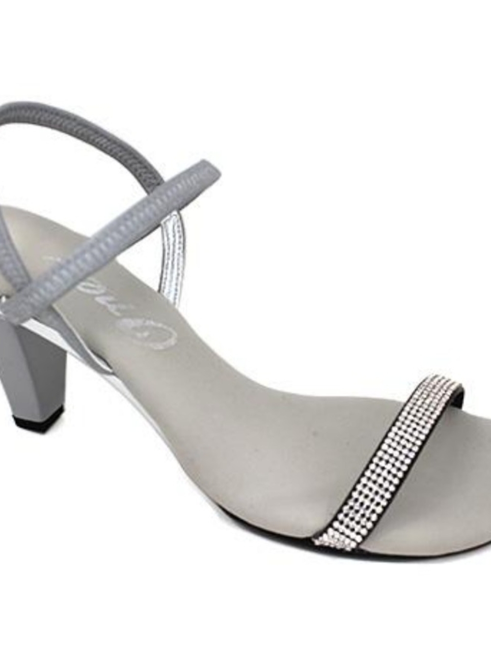 Onex Silver Strappy Mid Heel Sandal. Made In Italy